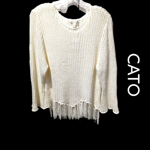 Cato Tops - NWT Cato Crocheted Bohemian Top with Fringe